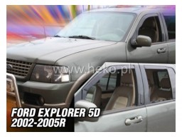 Deflektory - protiprievanové plexi Ford Explorer (+zadné, 5-dverový, od r.v. 2002 do r.v. 2005)