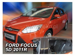 Deflektory - protiprievanové plexi Ford Focus lll. Hatchback/Sedan (+zadné, 5-dverový, od r.v. 2011)