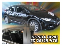 Deflektory - protiprievanové plexi Honda Civic IX. Hatchback (+zadné, 5-dverový, od r.v. 2012)