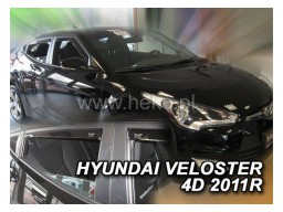 Deflektory - protiprievanové plexi Hyundai Veloster (+zadné, 4-dverový, od r.v. 2011)