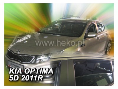 Deflektory - protiprievanové plexi Kia Optima (+zadné, 5-dverový, od r.v. 2011)