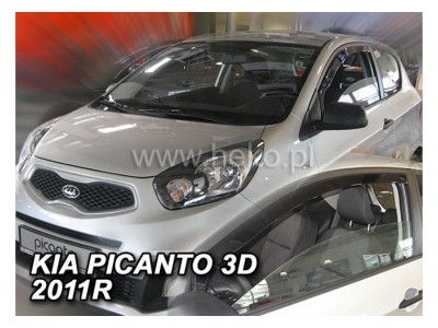 Deflektory - protiprievanové plexi Kia Picanto II. (3-dverový, od r.v. 2011)