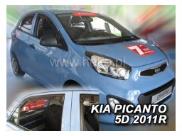 Deflektory - protiprievanové plexi Kia Picanto II. (+zadné, 5-dverový, od r.v. 2011)