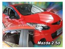 Deflektory - protiprievanové plexi Mazda 2 (+zadné, 5-dverový, od r.v. 2003 do r.v. 2007)