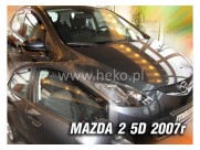 Deflektory - protiprievanové plexi Mazda 2 (+zadné, 5-dverový, od r.v. 2007)