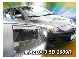 Deflektory - protiprievanové plexi Mazda 3 Hatchback (+zadné, 5-dverový, od r.v. 2009)