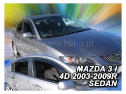 Deflektory - protiprievanové plexi Mazda 3 Sedan (+zadné, 4-dverový, od r.v. 2003 do r.v. 2009)
