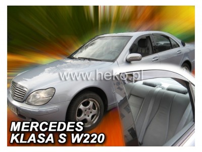 Deflektory - protiprievanové plexi Mercedes S-Class Sedan W220 (+zadné, 4-dverový, od r.v. 1999)