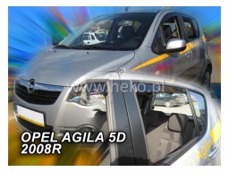 Deflektory - Protiprievanové plexi Opel Agila (+zadné, 5-dverový, od r.v. 2008)