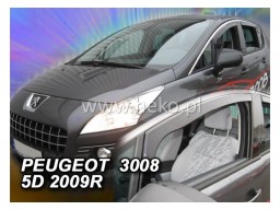 Deflektory - Protiprievanové plexi Peugeot 3008 (+zadné, 5-dverový, od r.v. 2009)