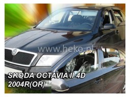 Deflektory - Protiprievanové plexi Škoda Octavia II. Liftback (+zadné, 5-dverový, od r.v. 2004)