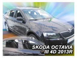 Deflektory - protiprievanové plexi Škoda Octavia III. Hatchback (+zadné, 5-dverový, od r.v. 2013)