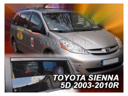 Deflektory - protiprievanové plexi Toyota Sienna (+zadné, 5-dverový, od r.v. 2003 do r.v. 2010)