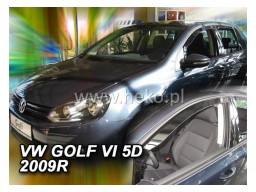 Deflektory - Protiprievanové plexi VW Golf VI. Hatchback (+zadné, 5-dverový, od r.v. 2008)
