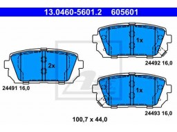 Brzdové platničky ATE 13.0460-5601.2 (zadné)
