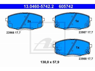 Brzdové platničky ATE 13.0460-5742.2 (predné)