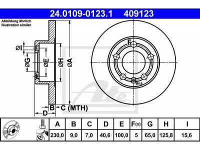 Brzdový kotúč ATE PowerDisc 24.0309-0123.1 (zadný, 230 mm)