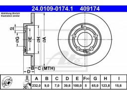 Brzdový kotúč ATE 24.0109-0174.1 (zadný, 232 mm)