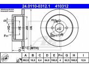 Brzdový kotúč ATE 24.0110-0312.1 (zadný, 262 mm)