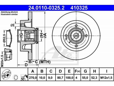 Brzdový kotúč ATE 24.0110-0325.2 (zadný, 270 mm)