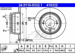 Brzdový kotúč ATE 24.0110-0332.1 (zadný, 262 mm)