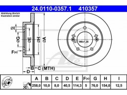 Brzdový kotúč ATE 24.0110-0357.1 (zadný, 258 mm)