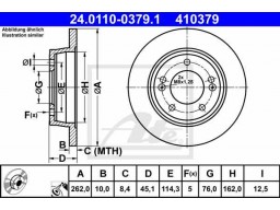 Brzdový kotúč ATE 24.0110-0379.1 (zadný, 262 mm)