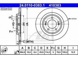 Brzdový kotúč ATE 24.0110-0383.1 (zadný, 284 mm)