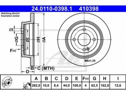 Brzdový kotúč ATE 24.0110-0398.1 (zadný, 262 mm)
