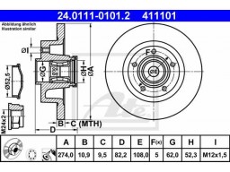 Brzdový kotúč ATE 24.0111-0101.2 (zadný, 274 mm)