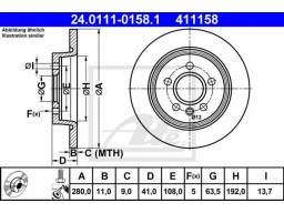 Brzdový kotúč ATE 24.0111-0158.1 (zadný, 280 mm)