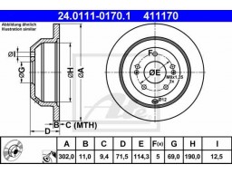 Brzdový kotúč ATE 24.0111-0170.1 (zadný, 302 mm)