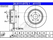 Brzdový kotúč ATE 24.0111-0172.1 (zadný, 280 mm)