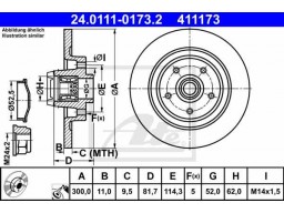 Brzdový kotúč ATE 24.0111-0173.2 (zadný, 300 mm)