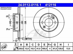 Brzdový kotúč ATE 24.0112-0116.1 (predný, 238 mm)