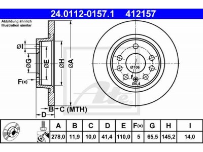 Brzdový kotúč ATE 24.0112-0157.1 (zadný, 278 mm)
