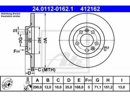 Brzdový kotúč ATE 24.0112-0162.1 (zadný, 290 mm)