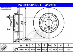 Brzdový kotúč ATE PowerDisc 24.0312-0166.1 (zadný, 288 mm)