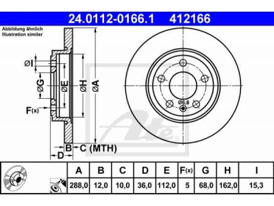 Brzdový kotúč ATE 24.0112-0166.1 (zadný, 288 mm)