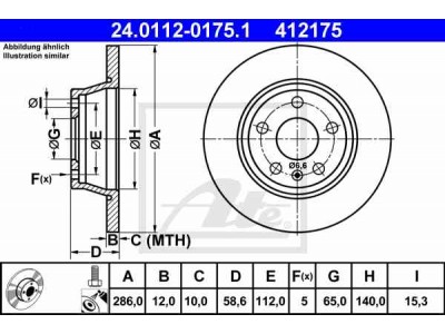 Brzdový kotúč ATE 24.0112-0175.1 (zadný, 286 mm)