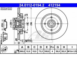 Brzdový kotúč ATE 24.0112-0194.2 (zadný, 268 mm)