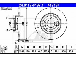 Brzdový kotúč ATE 24.0112-0197.1 (zadný, 290 mm)