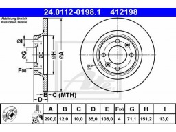 Brzdový kotúč ATE 24.0112-0198.1 (zadný, 290 mm)