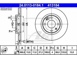 Brzdový kotúč ATE 24.0113-0184.1 (predný, 266 mm)