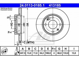 Brzdový kotúč ATE PowerDisc 24.0313-0185.1 (predný, 247,50 mm)
