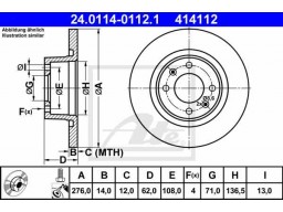 Brzdový kotúč ATE 24.0114-0112.1 (zadný, 276 mm)
