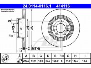 Brzdový kotúč ATE 24.0114-0116.1 (zadný, 290 mm)