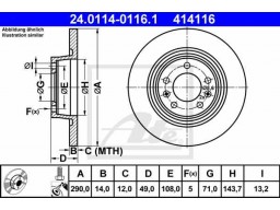 Brzdový kotúč ATE 24.0114-0116.1 (zadný, 290 mm)