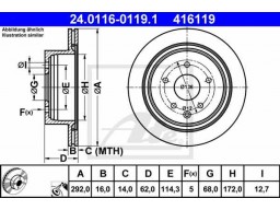 Brzdový kotúč ATE 24.0116-0119.1 (zadný, 292 mm)
