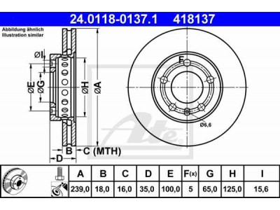 Brzdový kotúč ATE PowerDisc 24.0318-0137.1 (predný, 239 mm)